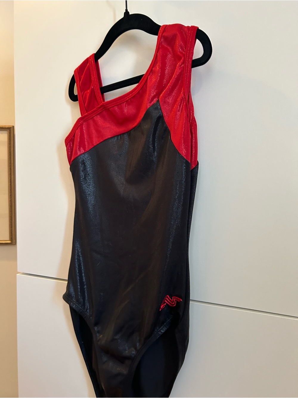 Alpha Factor Black and Red One-Shoulder Leotard Size - Adult Large - Picture 4 of 10